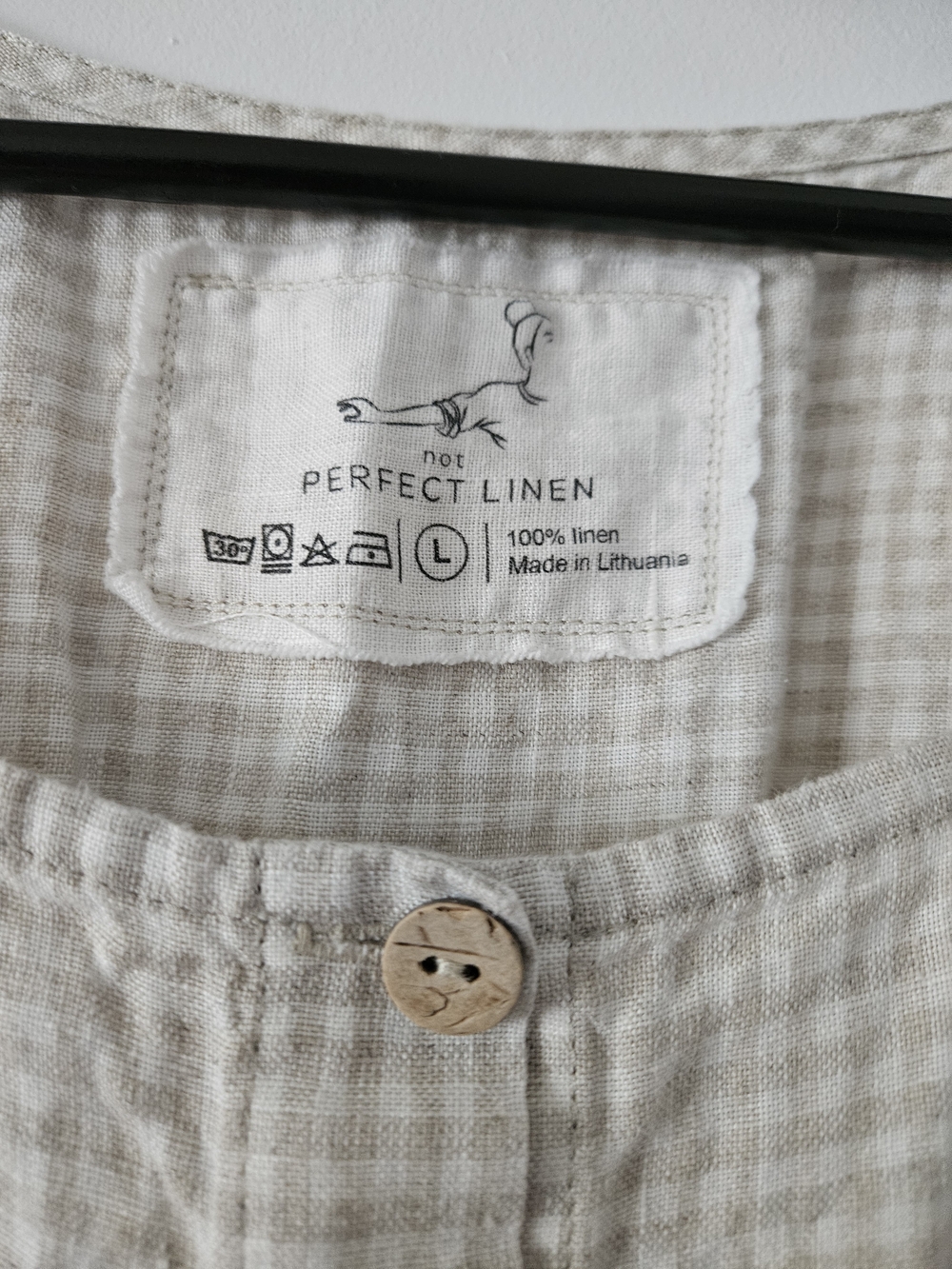 notPERFECTLINEN Cream Gingham Dress Size L - Picture 2 of 3